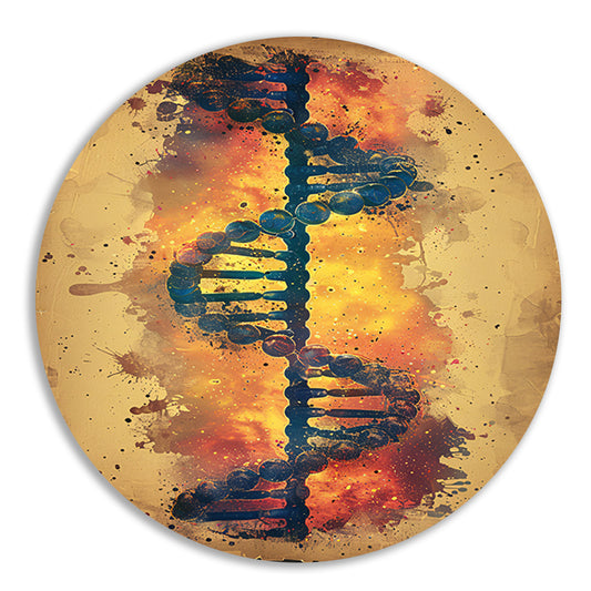 Abstract DNA Kunstwerk met Levendige Kleuren aluminium muurcirkel