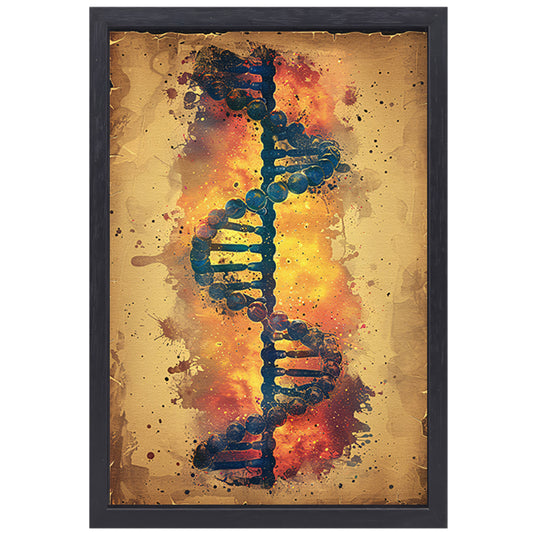 Abstract DNA Kunstwerk met Levendige Kleuren canvas met baklijst