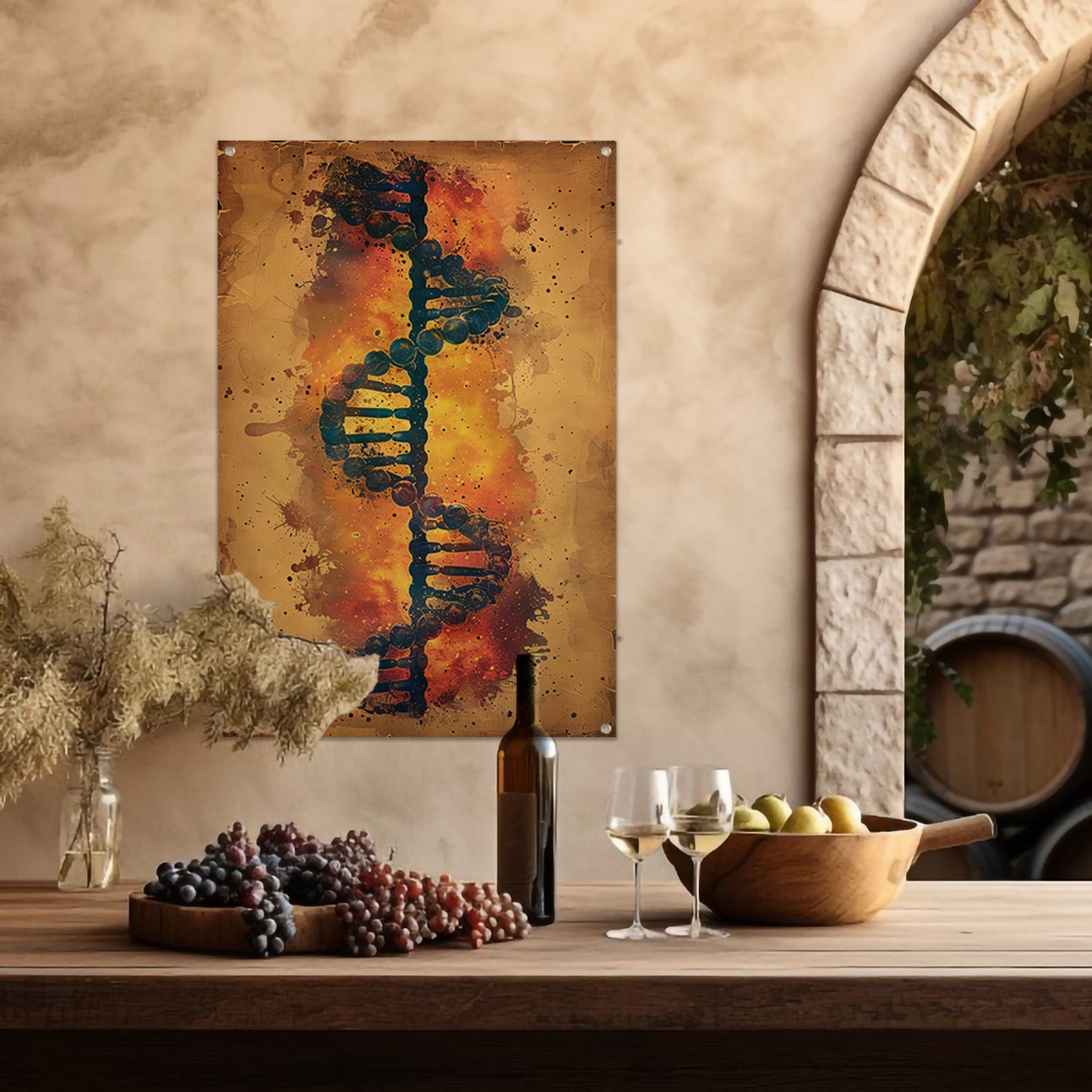 Abstract DNA Kunstwerk met Levendige Kleuren tuinposter