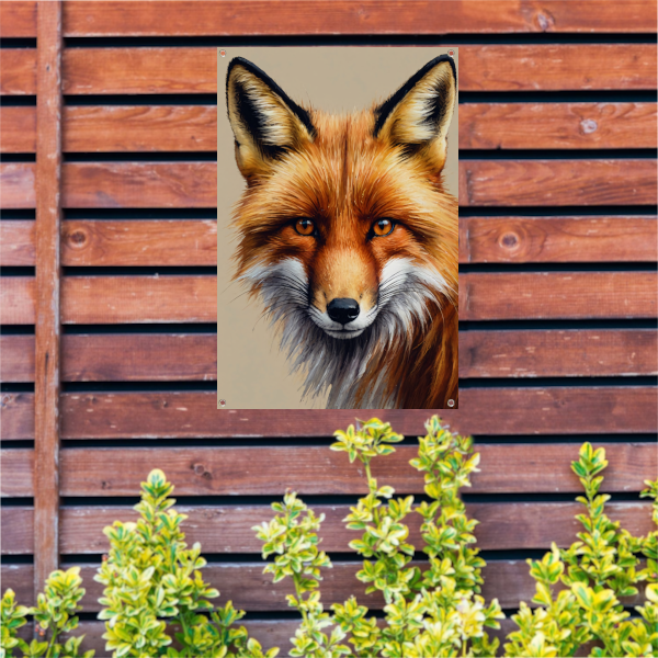 Gedetailleerd schilderij van een vos tuinposter