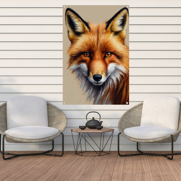 Gedetailleerd schilderij van een vos tuinposter