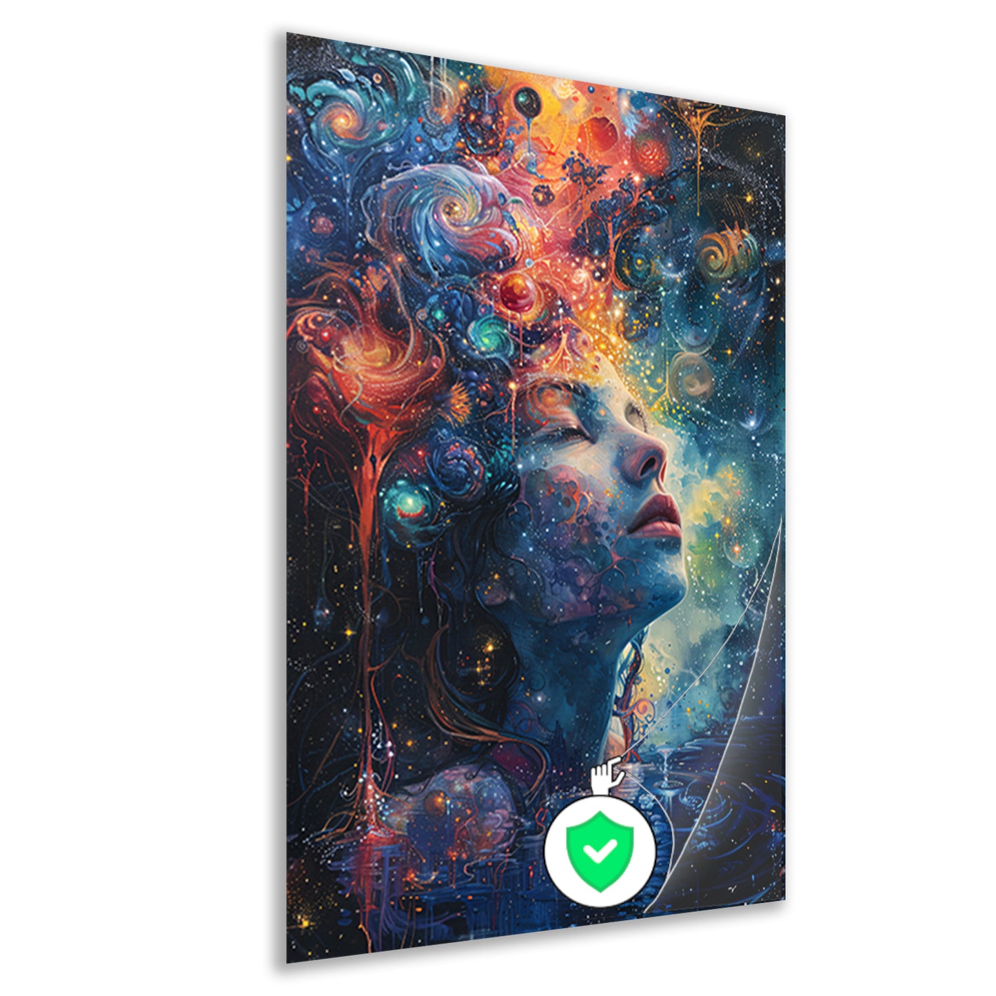 Vrouwelijke contemplatie onder sterrenhemel poster