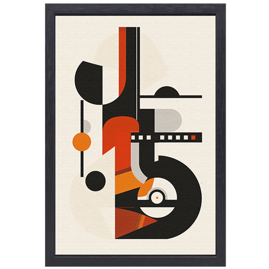 Abstract Compositie met Vormen en Kleuren canvas met baklijst