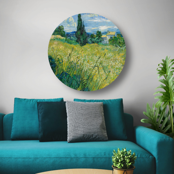 Groen Tarweveld met Cipres - Vincent van Gogh forex muurcirkel
