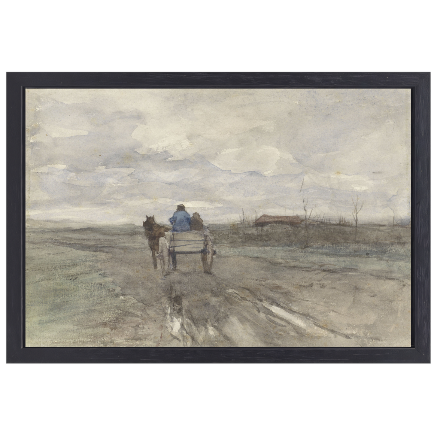 Boerenkar op een landweg - Anton Mauve canvas met baklijst