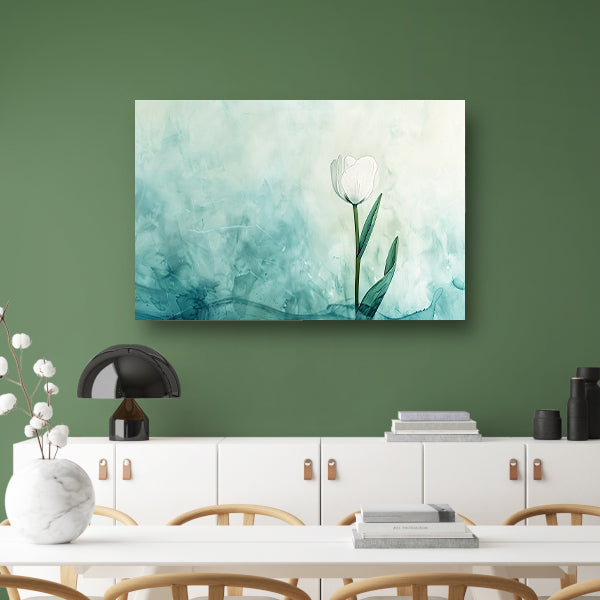 Aquarel schilderij van witte tulp poster
