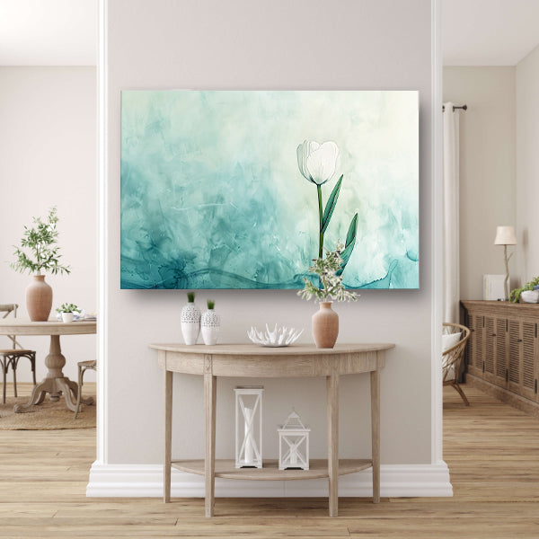 Aquarel schilderij van witte tulp poster