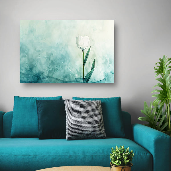 Aquarel schilderij van witte tulp poster
