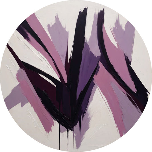 Abstracte Samensmelting van Zwart en Paarse Tinten aluminium muurcirkel