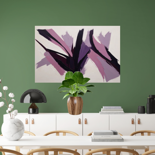 Abstracte Samensmelting van Zwart en Paarse Tinten canvas