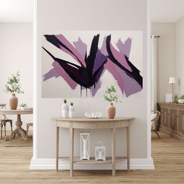 Abstracte Samensmelting van Zwart en Paarse Tinten canvas