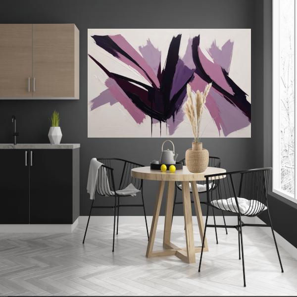 Abstracte Samensmelting van Zwart en Paarse Tinten canvas
