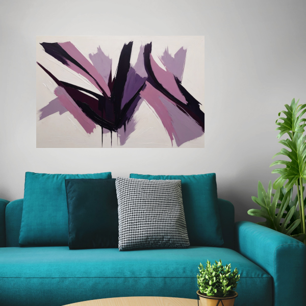 Abstracte Samensmelting van Zwart en Paarse Tinten canvas