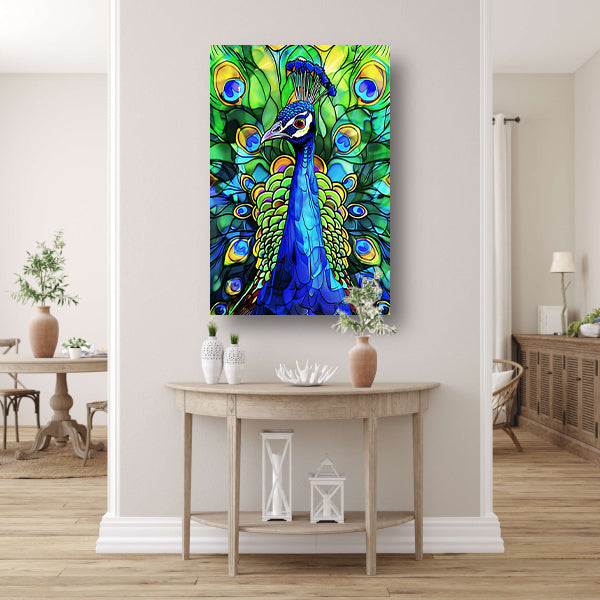 Kleurrijke abstracte pauw met veren poster