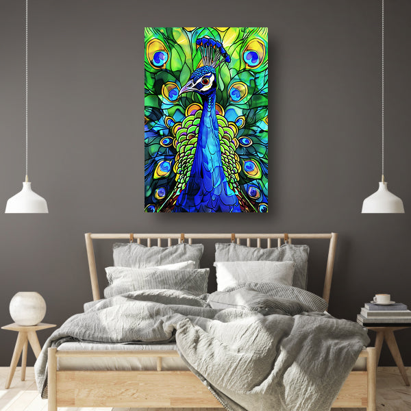 Kleurrijke abstracte pauw met veren poster