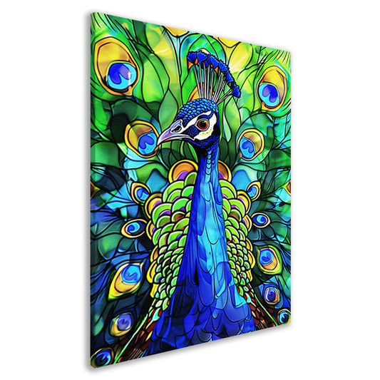 Kleurrijke abstracte pauw met veren canvas