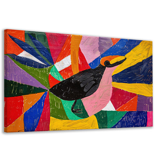 Kleurrijk abstract schilderij van een vogel canvas