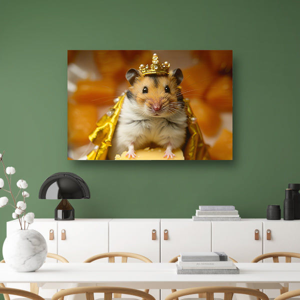 Hamster met gouden kroon en mantel canvas
