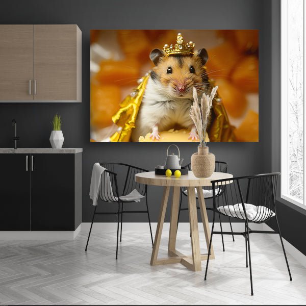 Hamster met gouden kroon en mantel poster