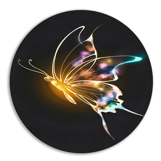 Kosmische Vlinder met Sterrenstelsel Vleugels aluminium muurcirkel
