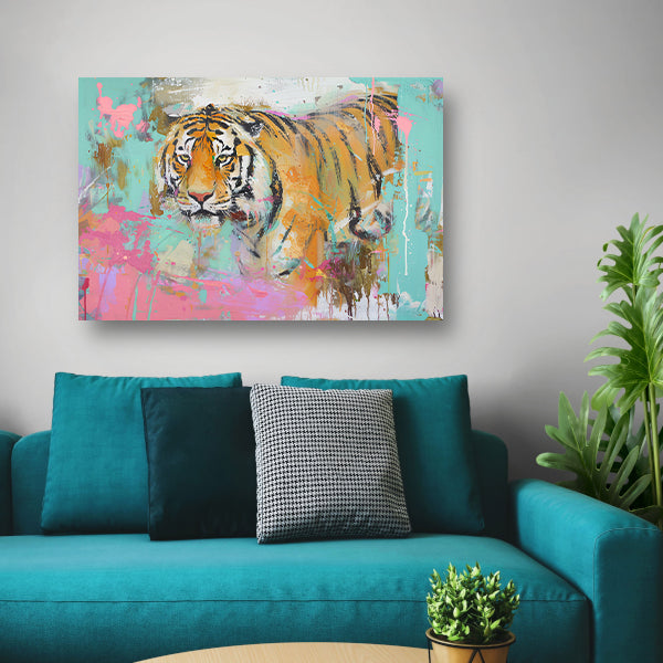 Kleurrijke abstracte schilderij van tijger poster
