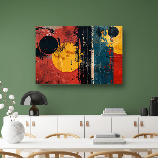 Gedurfde abstracte compositie met cirkelsposter