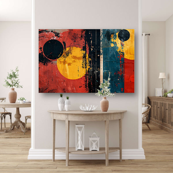 Gedurfde abstracte compositie met cirkelsposter