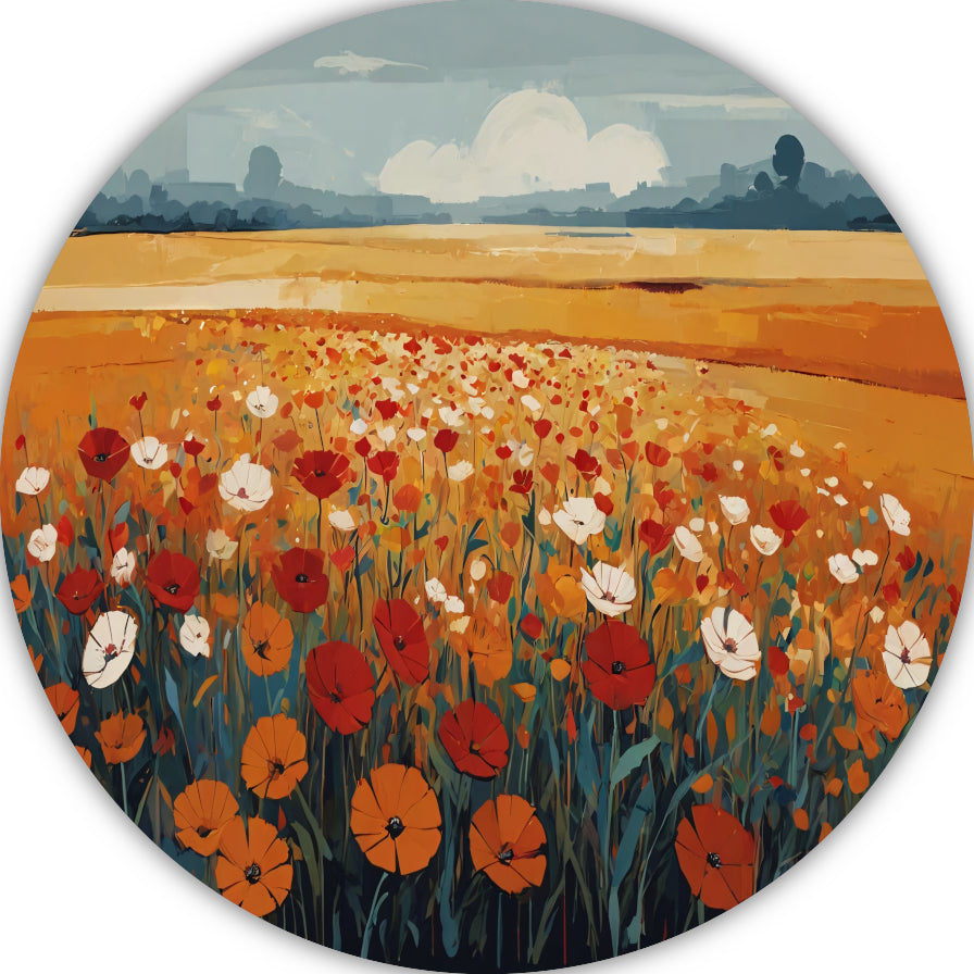 Vibrant Summer Poppies in Full Bloom aluminium muurcirkel