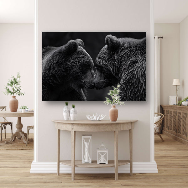 Twee beren in donkere omgeving poster
