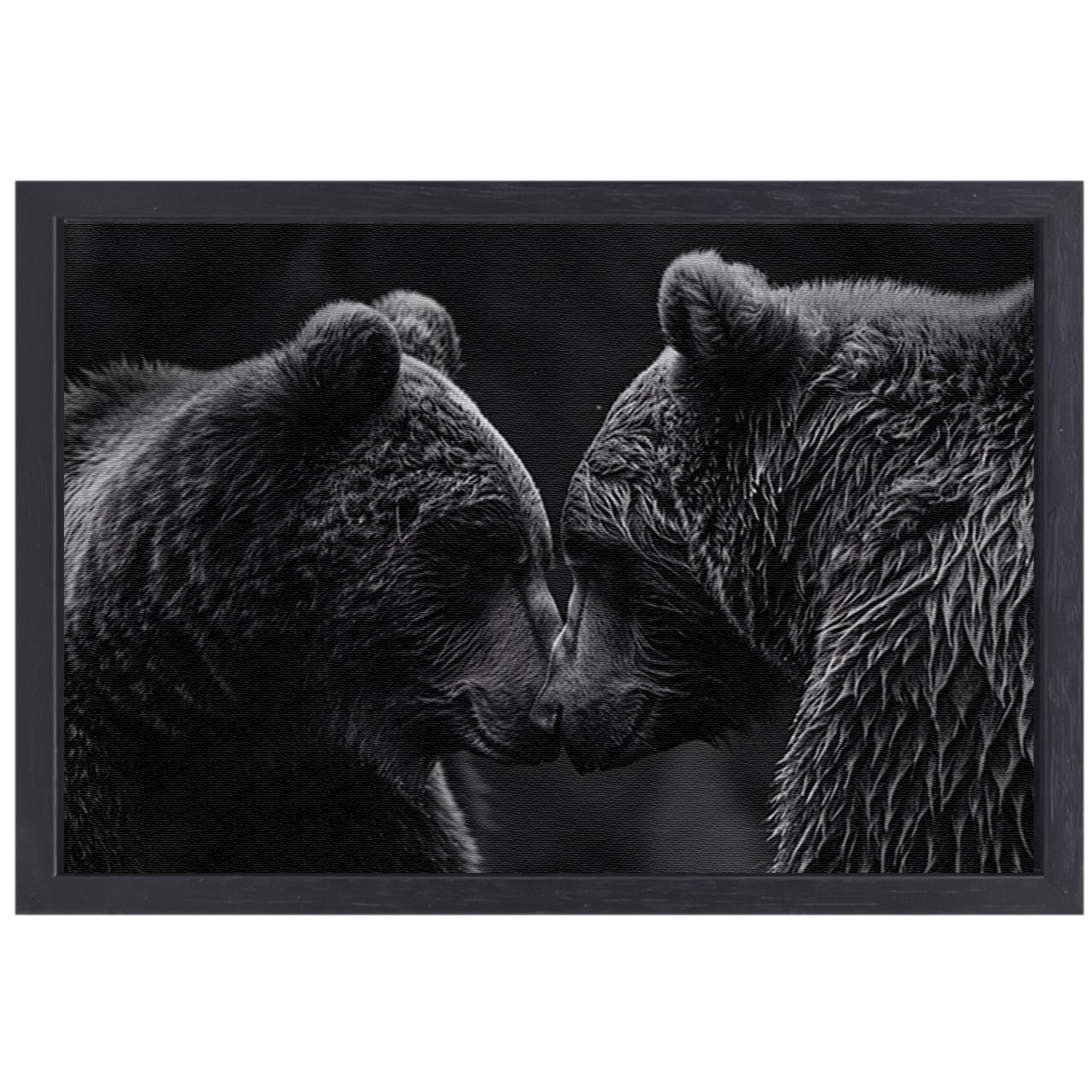 Twee beren in donkere omgeving canvas met baklijst
