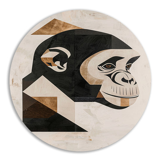 Abstracte Monochrome Aap Geometrie Kunstwerk aluminium muurcirkel
