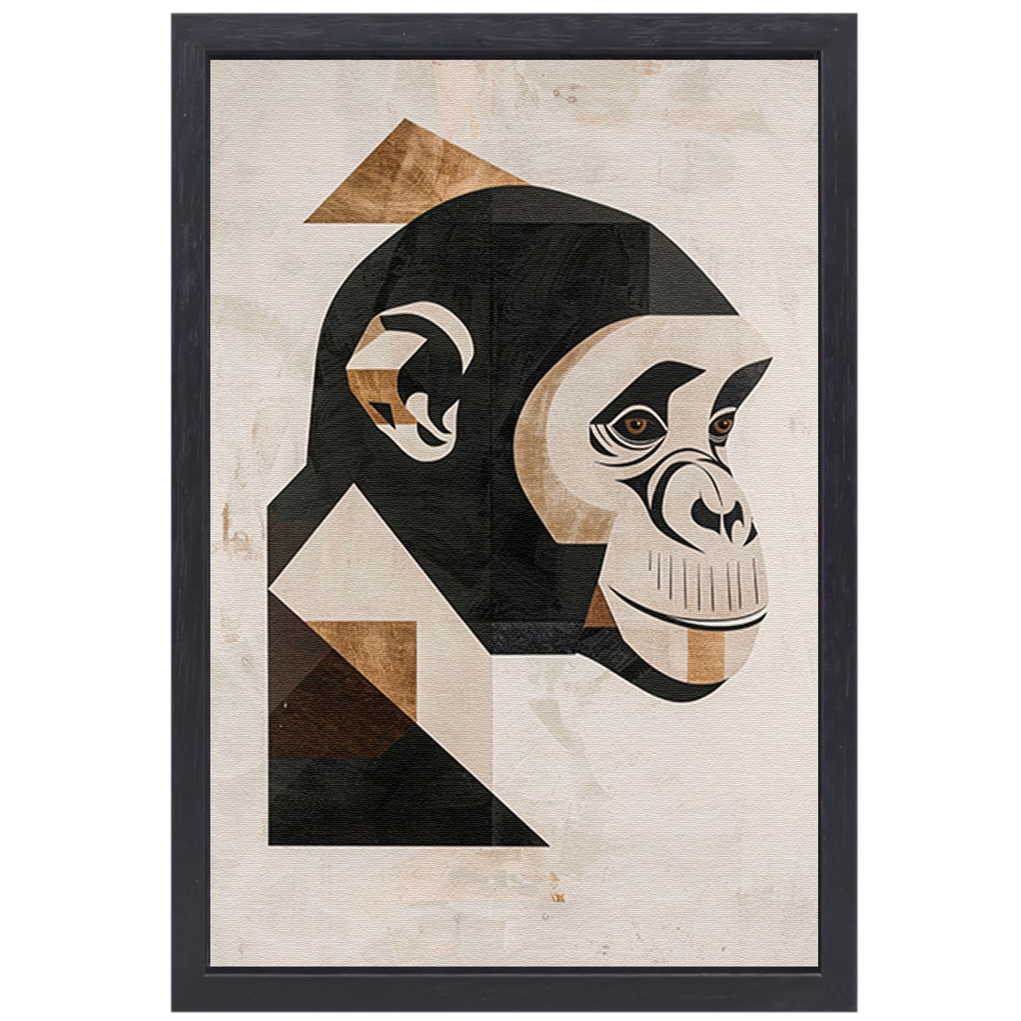 Abstracte Monochrome Aap Geometrie Kunstwerk canvas met baklijst