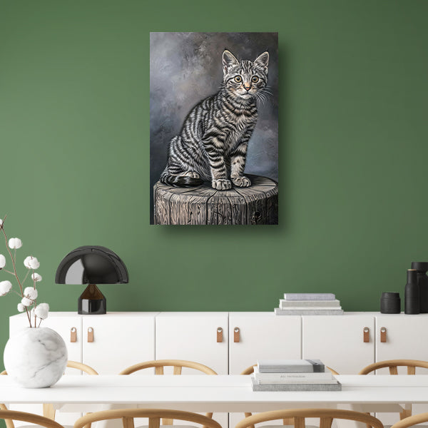 Gedetailleerd realistisch schilderij van een kat canvas