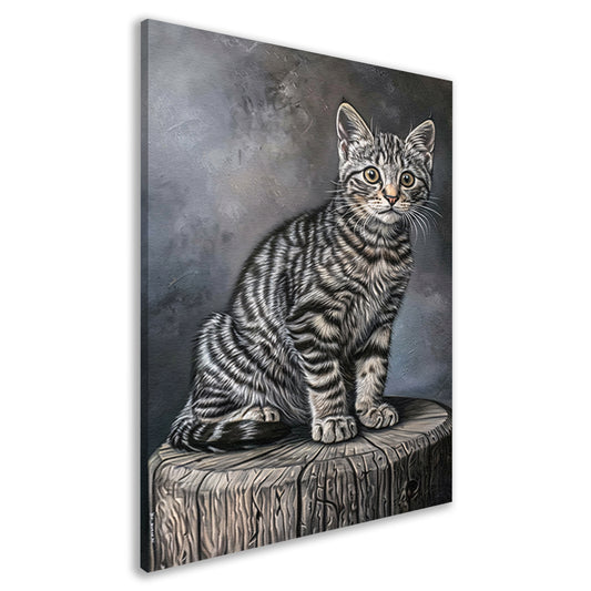 Gedetailleerd realistisch schilderij van een kat canvas