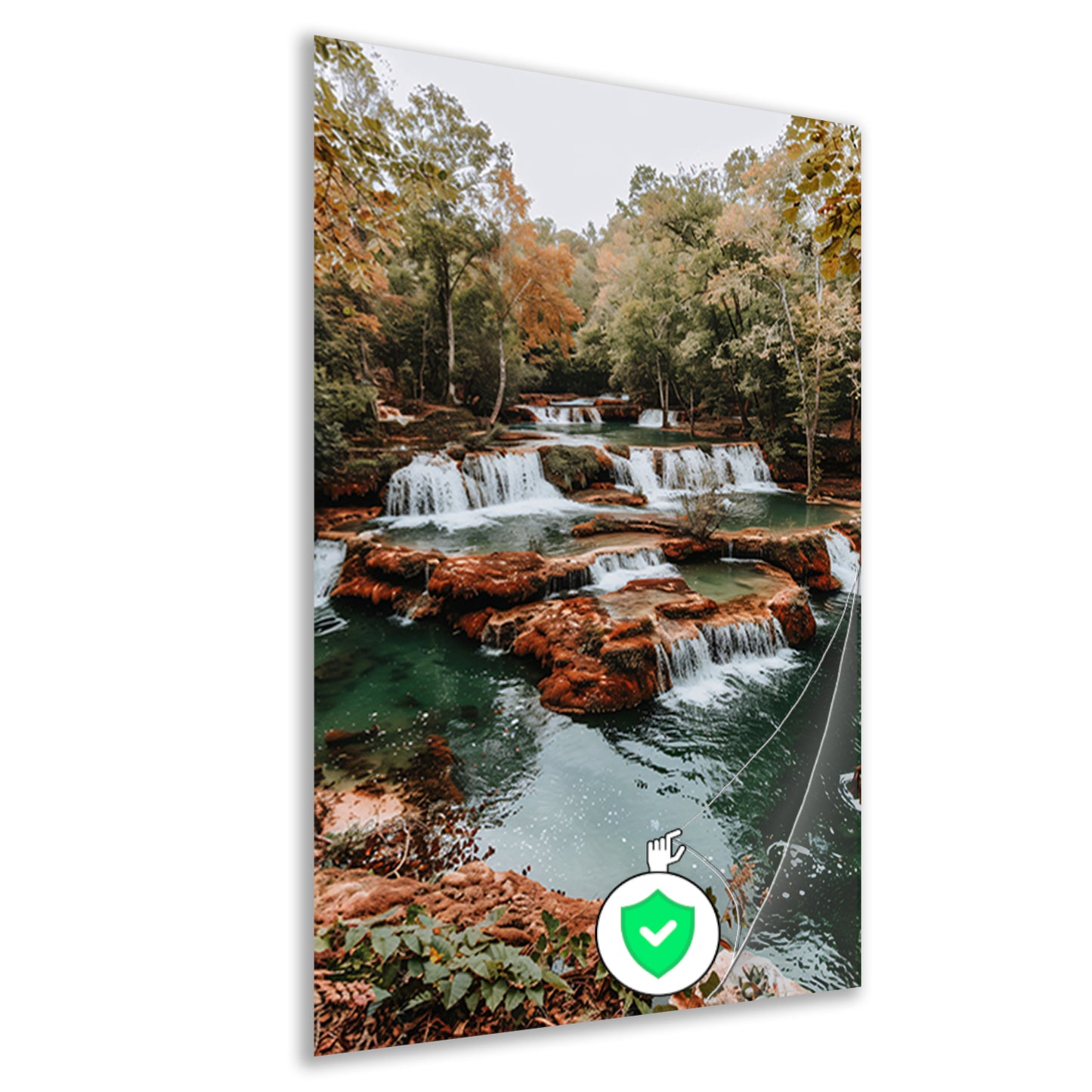 Watervallen in herfstbos landschap poster