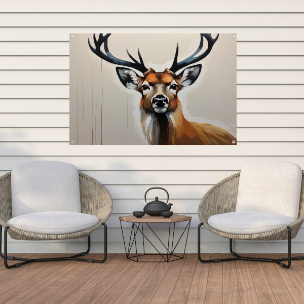 Minimalistisch Portret van een Majestueus Hert tuinposter