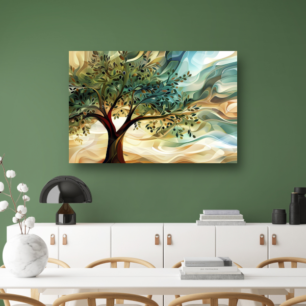 Abstracte olijfboom met takken canvas