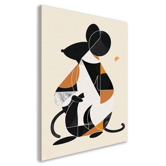 Abstract Minimalistisch Muis in Aardse Kleuren canvas