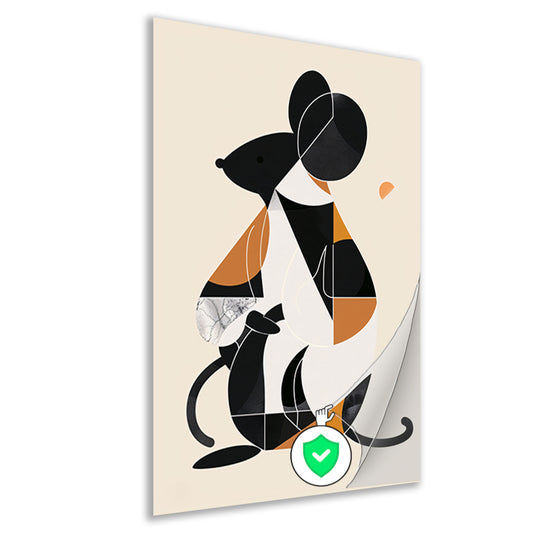 Abstract Minimalistisch Muis in Aardse Kleuren poster