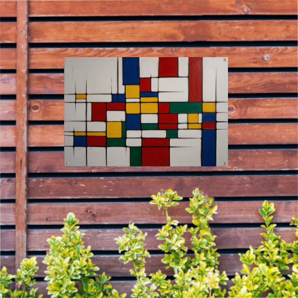 Geometrische Harmonie in Primaire Kleuren tuinposter
