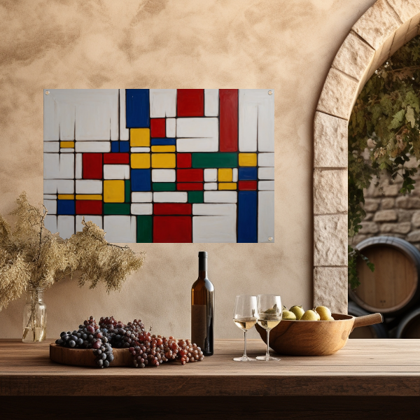 Geometrische Harmonie in Primaire Kleuren tuinposter