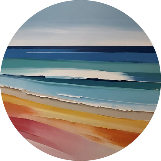 Abstract Minimalistisch Strand en Zee Tafereel aluminium muurcirkel