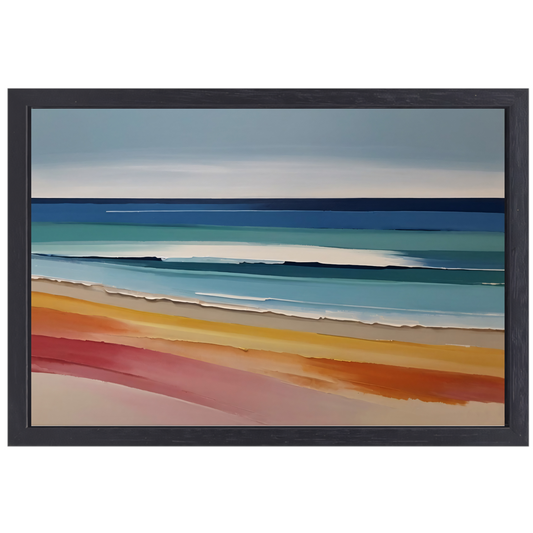 Abstract Minimalistisch Strand en Zee Tafereel canvas met baklijst