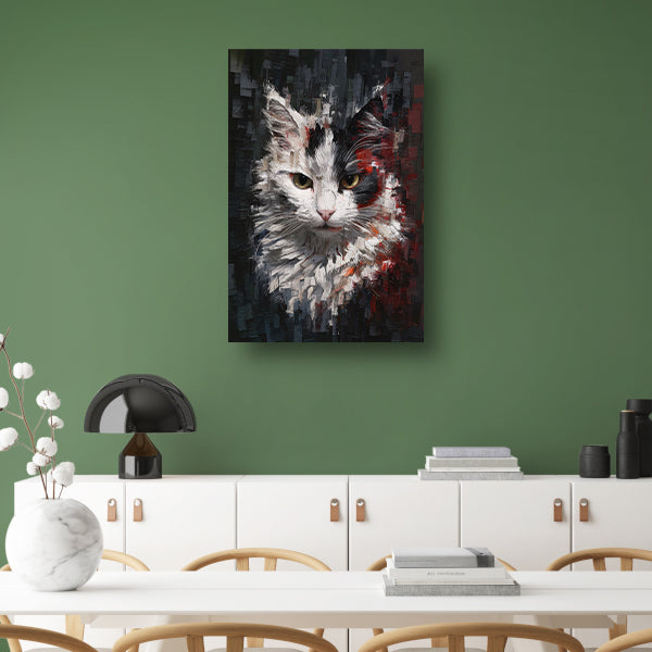 Abstracte Kat met Levendige Ogen poster