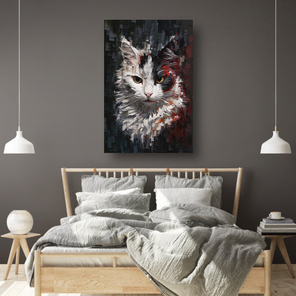 Abstracte Kat met Levendige Ogen poster