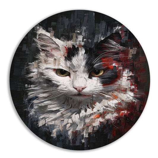 Abstracte Kat met Levendige Ogen aluminium muurcirkel