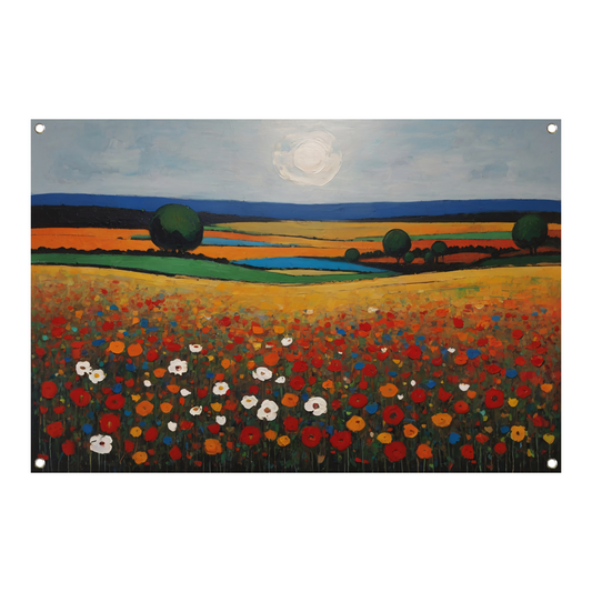 Zomerse Bloei in Kleurrijk Impressief Landschap tuinposter
