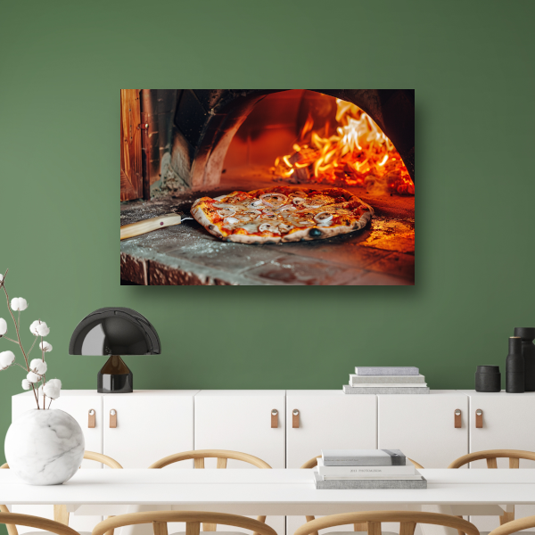 Traditionele houtoven pizza acrylglas