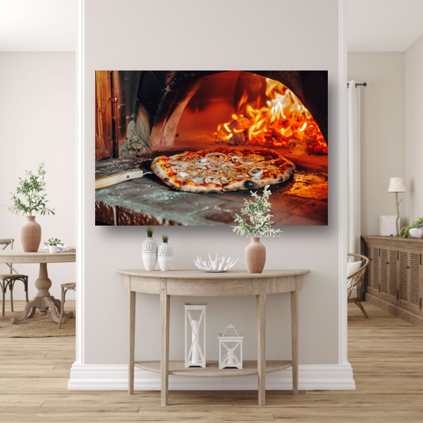 Traditionele houtoven pizza acrylglas