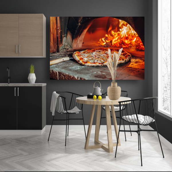 Traditionele houtoven pizza poster